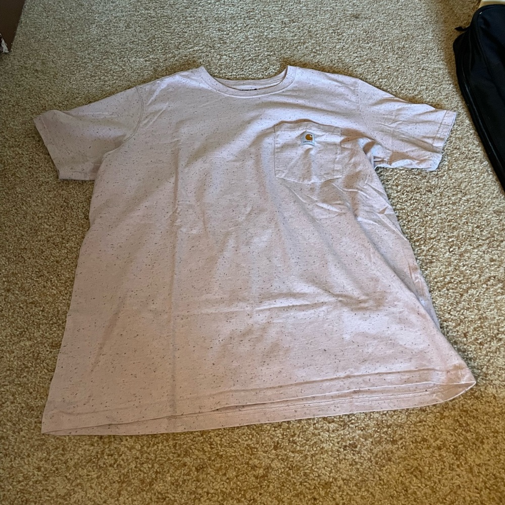 Carhartt Men’s Extra-Large Thick Pink Tee with Black Speckles and Front Pocket